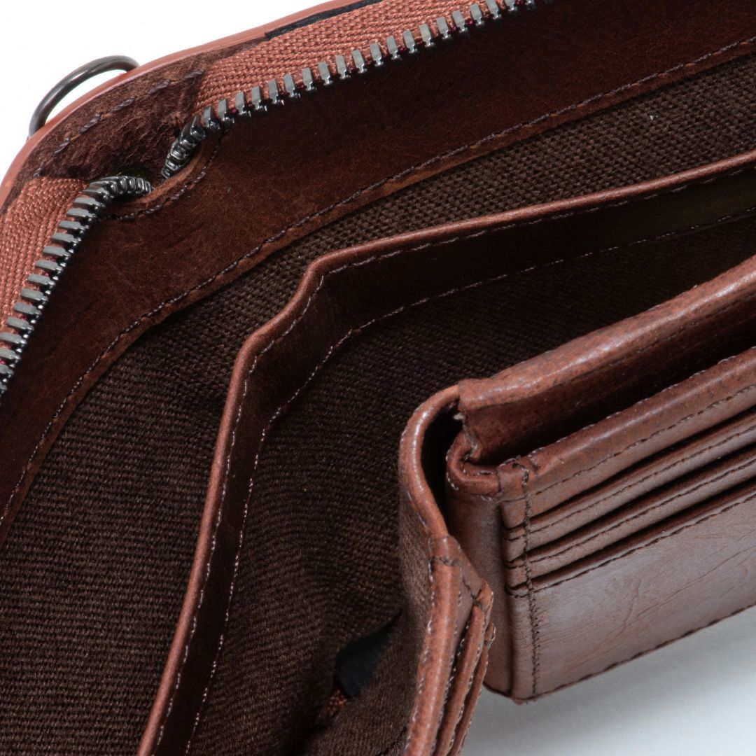 NOMADOI アラバマ ラウンドファスナー 二つ折り札入れ ブラウン