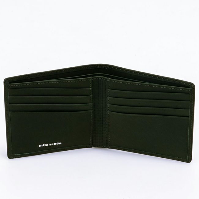 mila schon CALF LEATHER カード付き二つ折り財布 グリーン