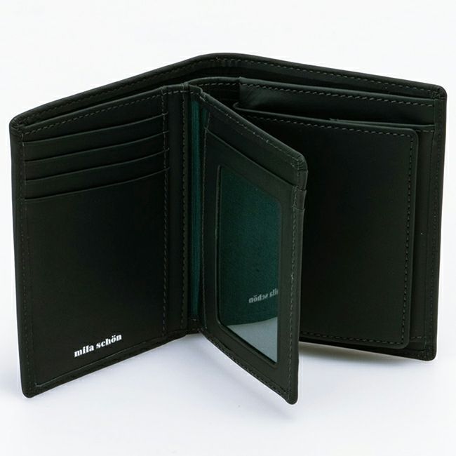 mila schon CALF LEATHER 中ベラ付二つ折り財布 グリーン
