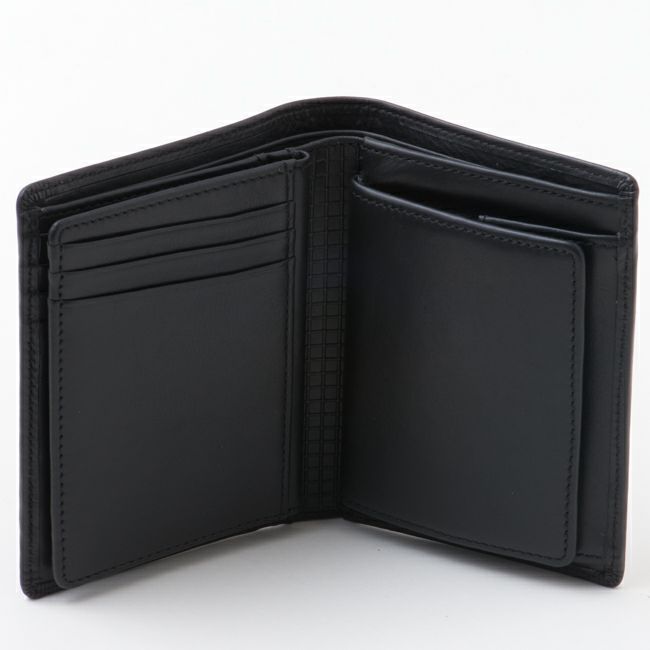mila schon CALF LEATHER 中ベラ付二つ折り財布 ブラック