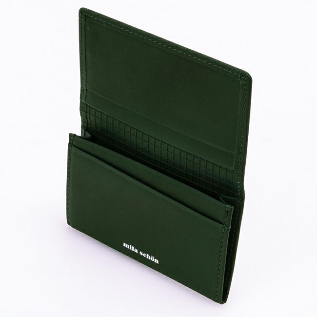 mila schon CALF LEATHER 名刺入れグリーン