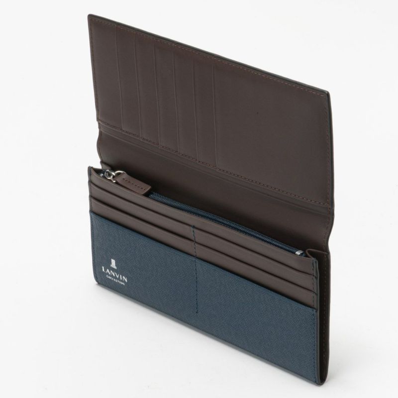 LANVIN COLLECTION couleur du vin かぶせ型長財布 ブルー