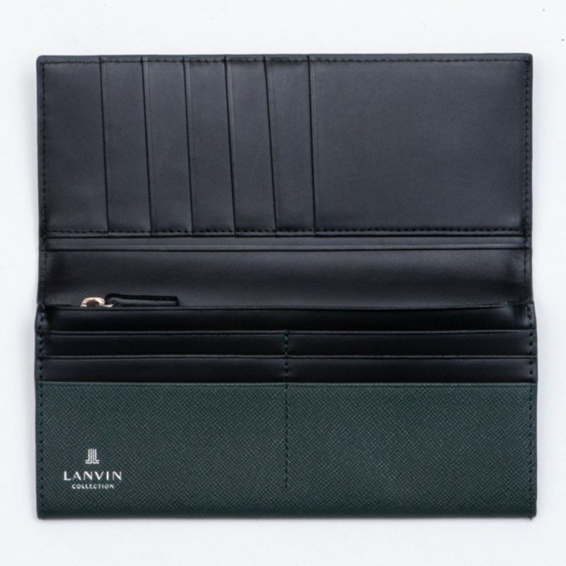 LANVIN COLLECTION couleur du vin かぶせ型長財布 グリーン