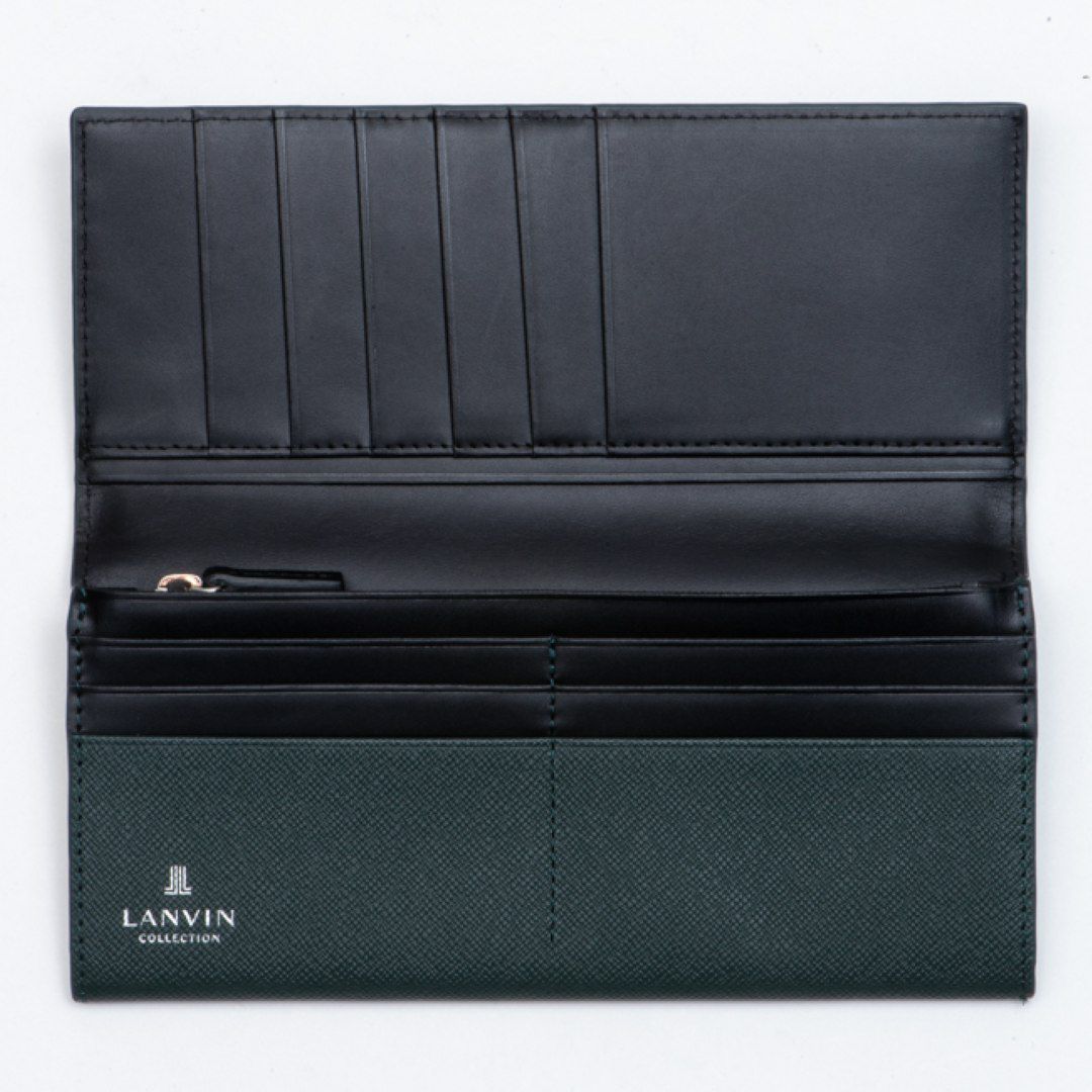 LANVIN COLLECTION couleur du vin かぶせ型長財布 グリーン