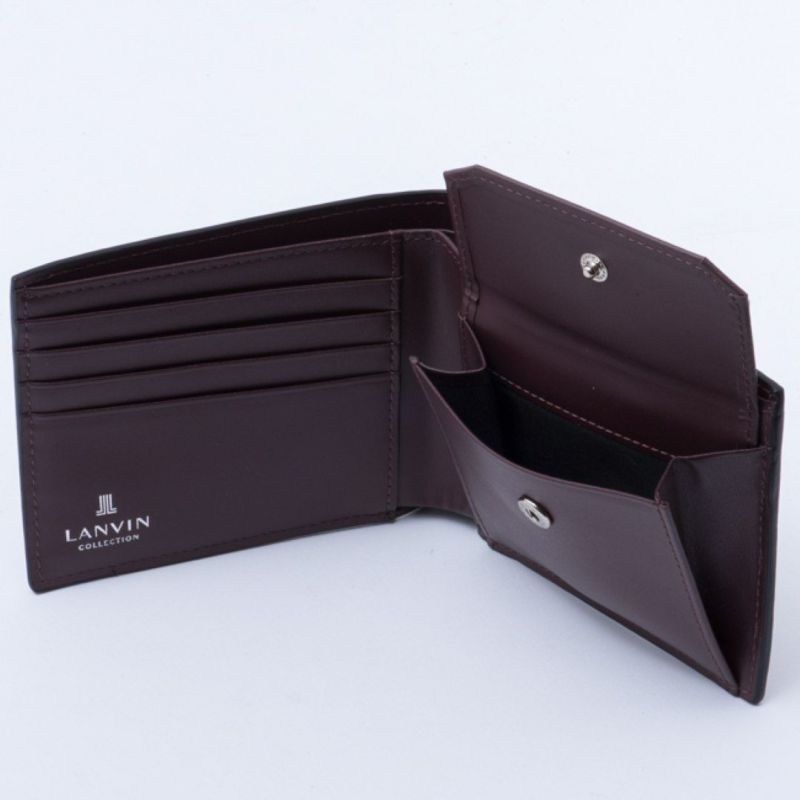 LANVIN COLLECTIOLANVIN COLLECTION couleur du vin 小銭入れ付き二つ折り財布 ブラックN couleur du vin 小銭入れ付き二つ折り財布 ブラック
