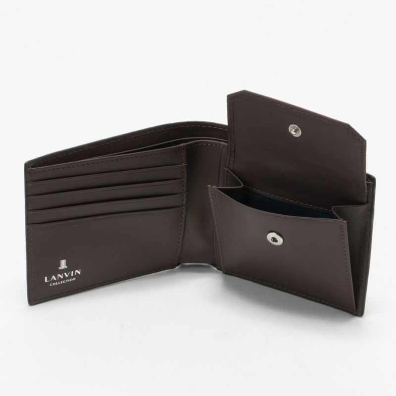 LANVIN COLLECTIOLANVIN COLLECTION couleur du vin 小銭入れ付き二つ折り財布 ブラックN couleur du vin 小銭入れ付き二つ折り財布 ブルー