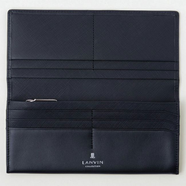 LANVIN COLLECTION EMBOSS COMBINATION かぶせ型長財布 ブラック