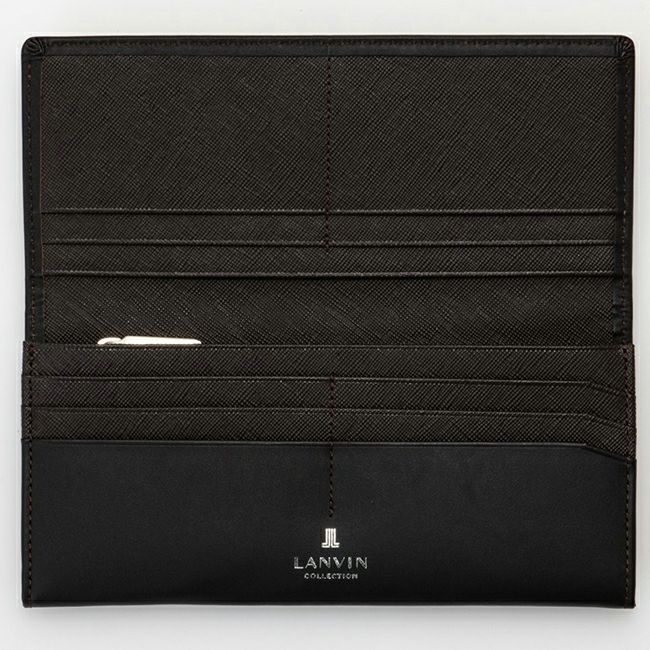 LANVIN COLLECTION EMBOSS COMBINATION かぶせ型長財布 チョコ