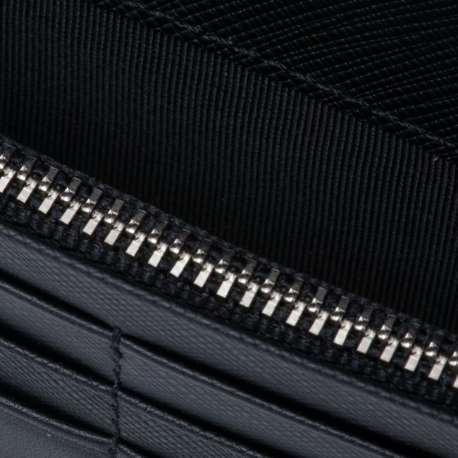 LANVIN COLLECTION EMBOSS COMBINATION かぶせ型長財布 ブラック