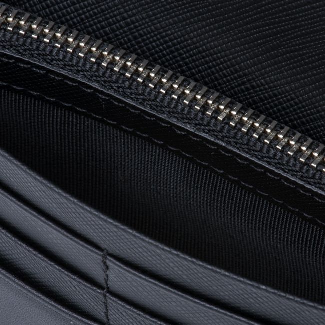 LANVIN COLLECTION EMBOSS COMBINATION かぶせ型長財布 ブラック