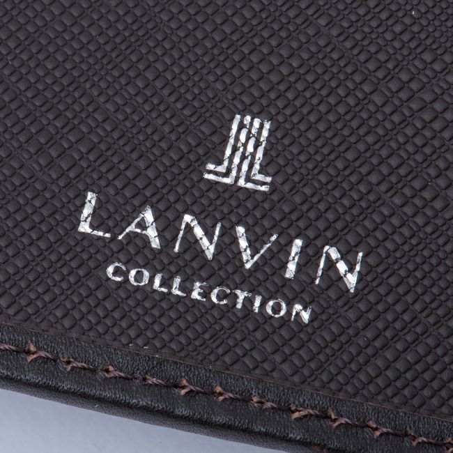 LANVIN COLLECTION EMBOSS COMBINATION 小銭入れ付き二つ折り財布 チョコ