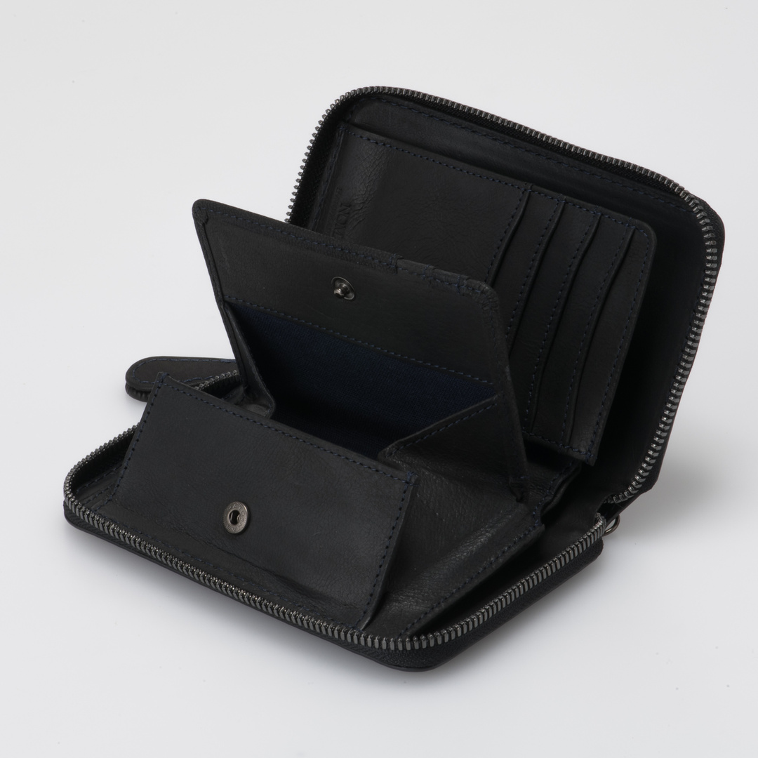 NOMADOI アラバマ ミドルラウンド折り財布 ブラック
