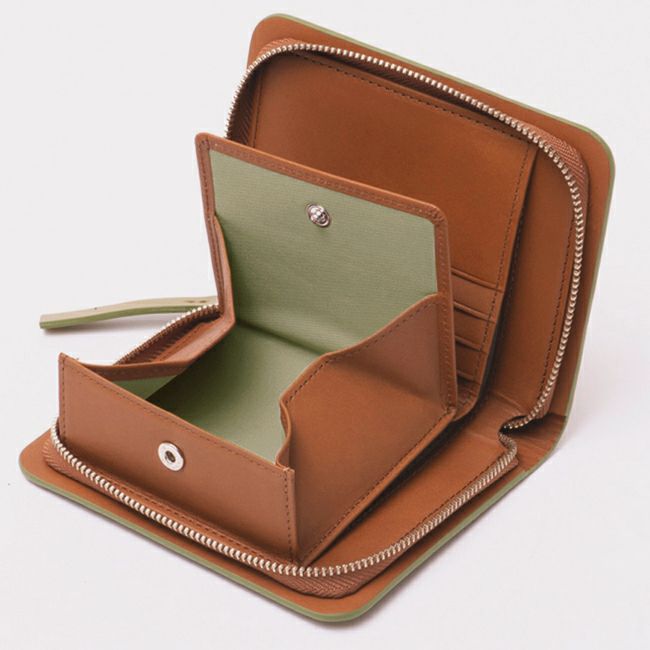 MARGARET HOWELL idea ベンジャミン ラウンドファスナー折り財布（A） オリーブ