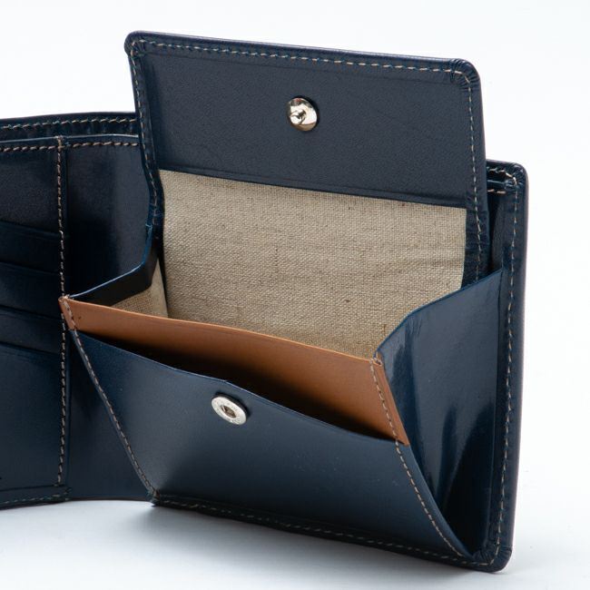 MARGARET HOWELL idea エージングエフェクト 折り財布 ブルー