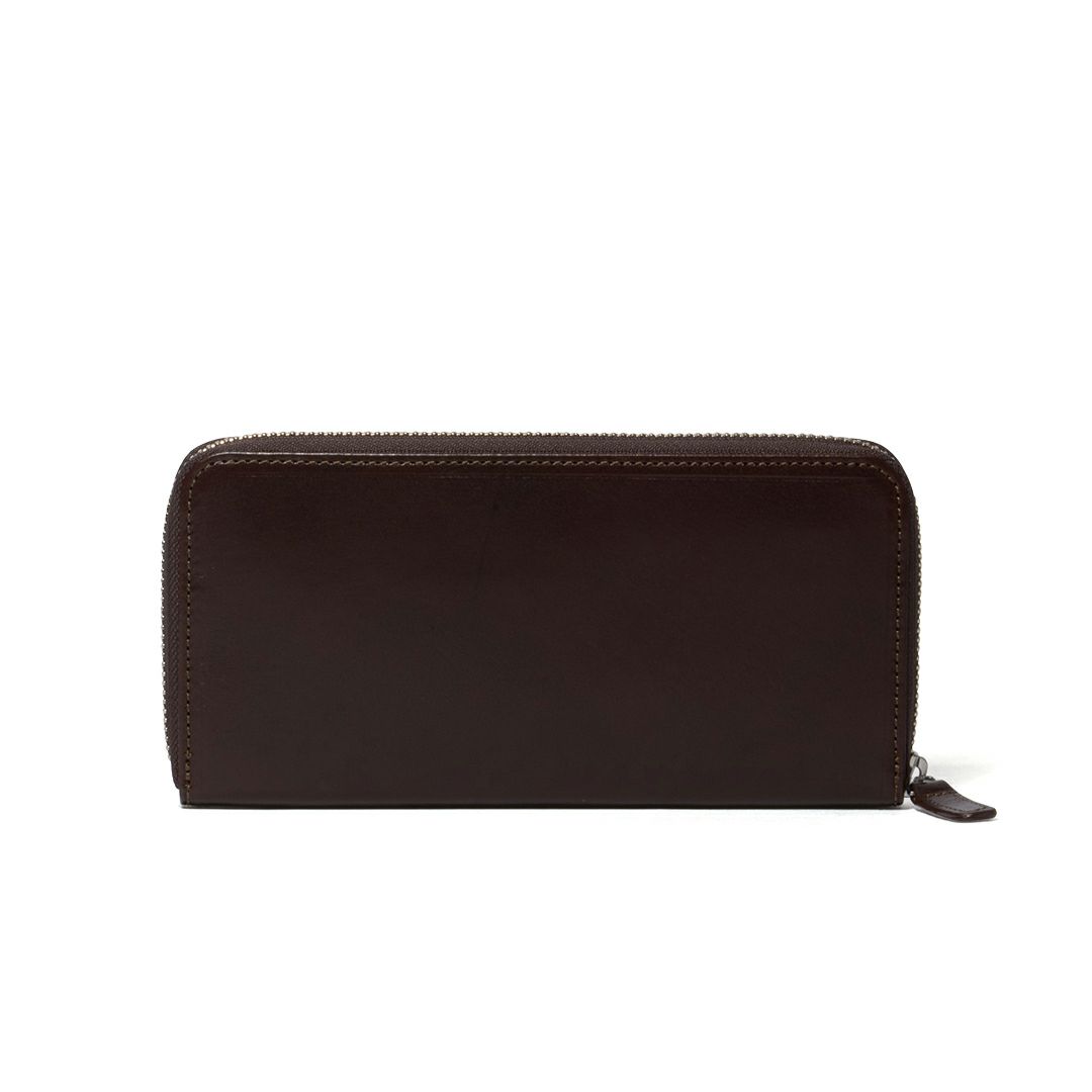 MARGARET HOWELL idea エージングエフェクト ラウンドファスナー長財布 チョコ