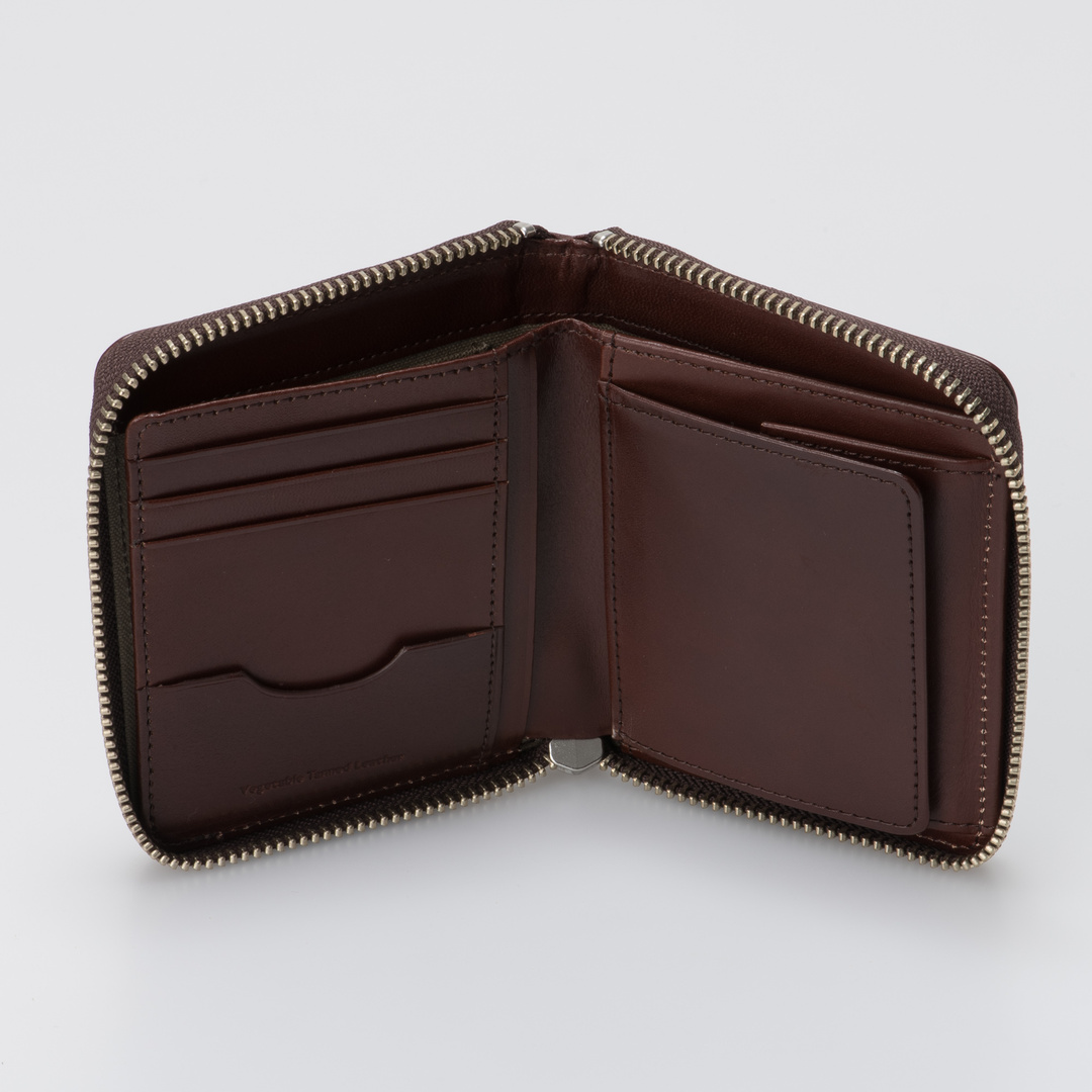 MARGARET HOWELL idea ナチュラルタンニング ラウンドファスナー縦型折り財布