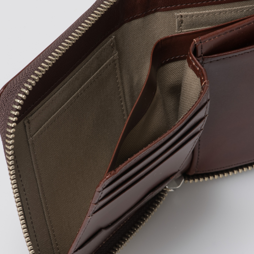 MARGARET HOWELL idea ナチュラルタンニング ラウンドファスナー縦型折り財布