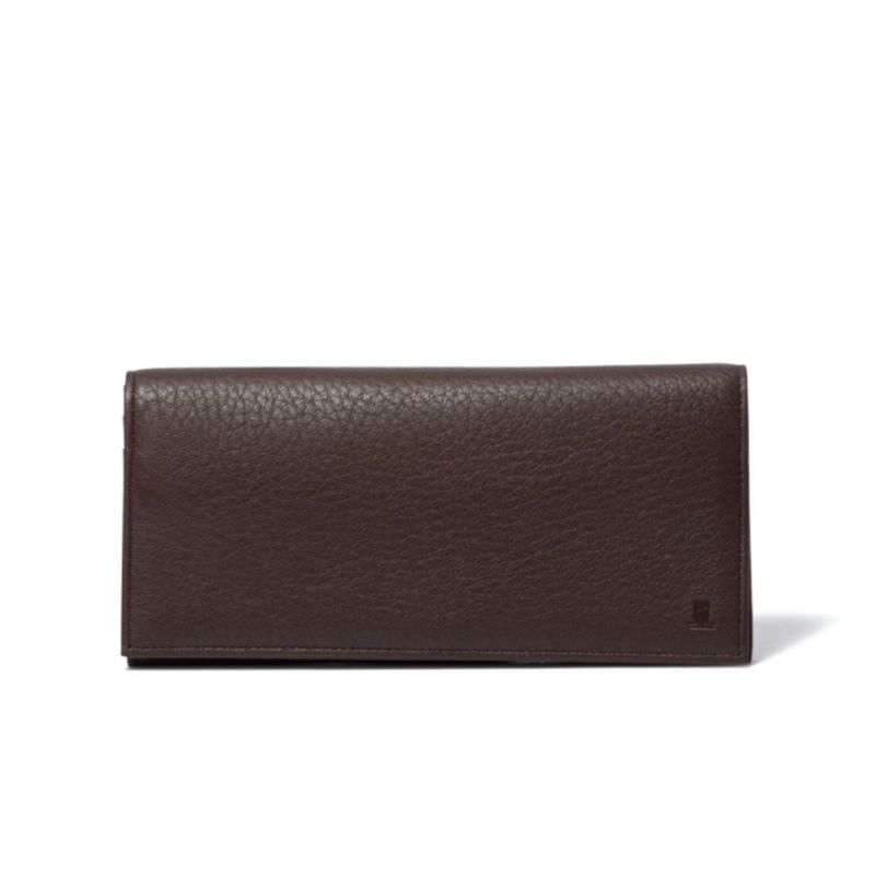 LANVIN COLLECTION DEER SKIN かぶせ型長財布 チョコ