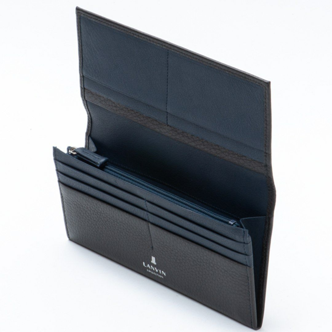 LANVIN COLLECTION DEER SKIN かぶせ型長財布 ブラック