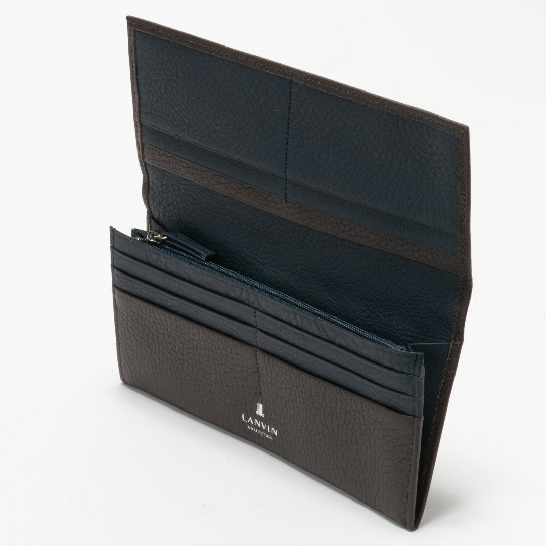 LANVIN COLLECTION DEER SKIN かぶせ型長財布 チョコ