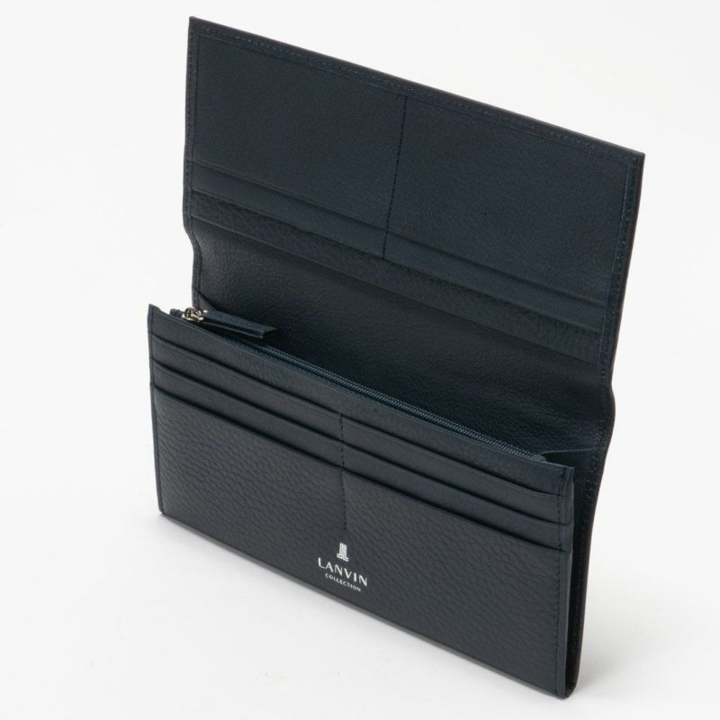 LANVIN COLLECTION DEER SKIN かぶせ型長財布 ネイビー