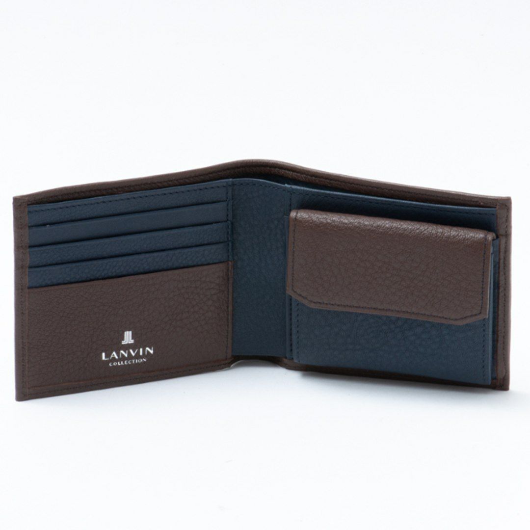 LANVIN COLLECTION DEER SKIN 小銭入れ付き二つ折り財布 チョコ