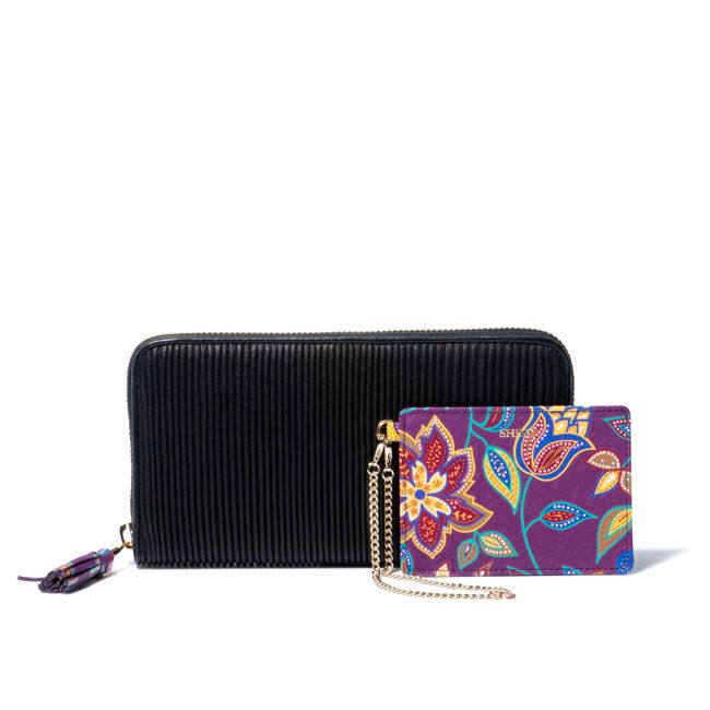 SHiME FLOWER ギャザリー 長財布 ブラック