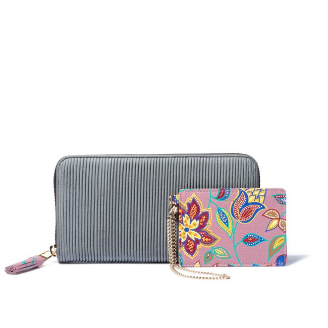 SHiME FLOWER ギャザリー 長財布 グレー