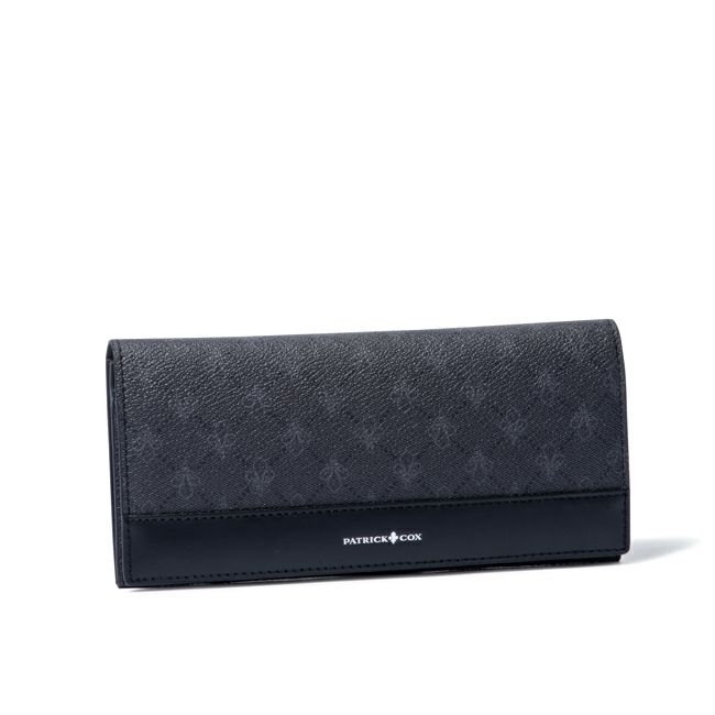 PATRICK COX プレイドキングス ファスナー付き長財布 ブラック