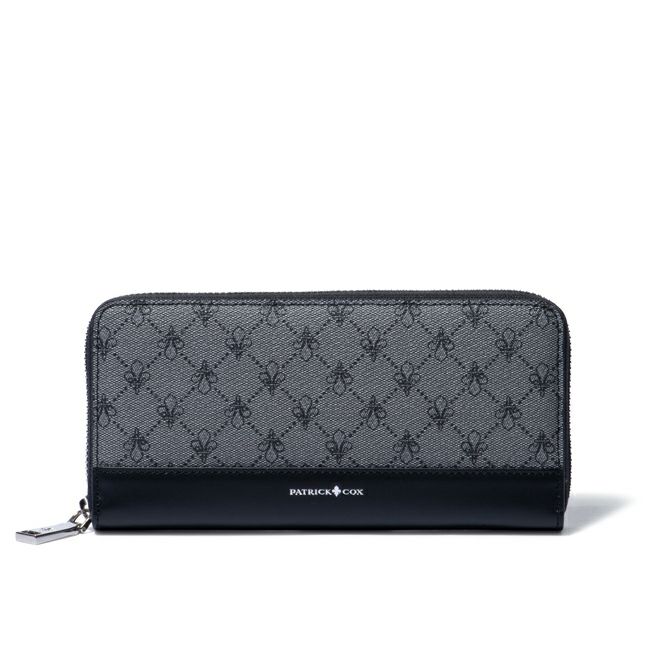 PATRICK COX プレイドキングス ラウンドファスナー長財布 グレー