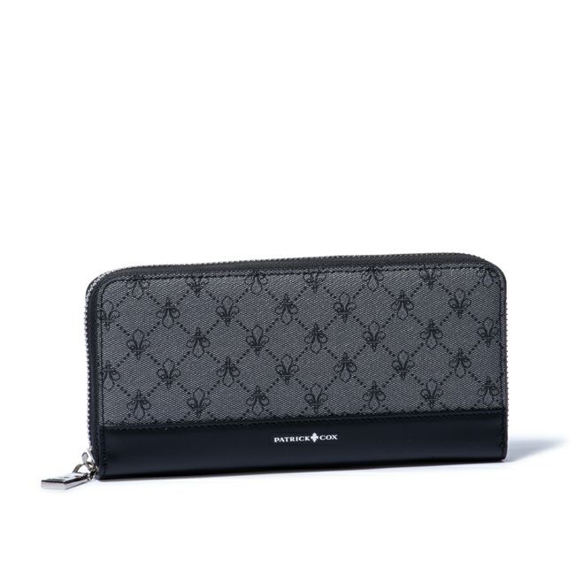 PATRICK COX プレイドキングス ラウンドファスナー長財布 グレー