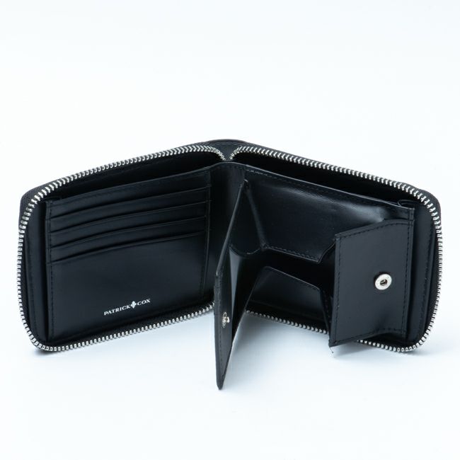 PATRICK COX プレイドキングス 小銭入付 ラウンドファスナー二つ折り財布 グレー