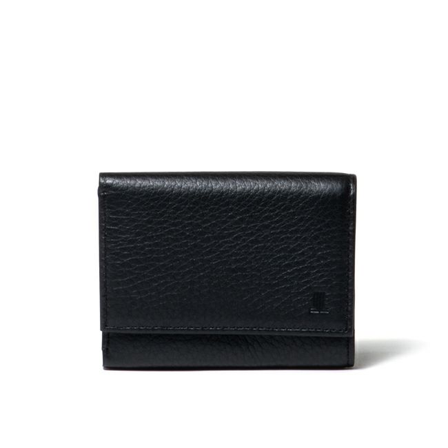 LANVIN COLLECTION DEER SKIN 小銭入れ付き三つ折り財布 ブラック