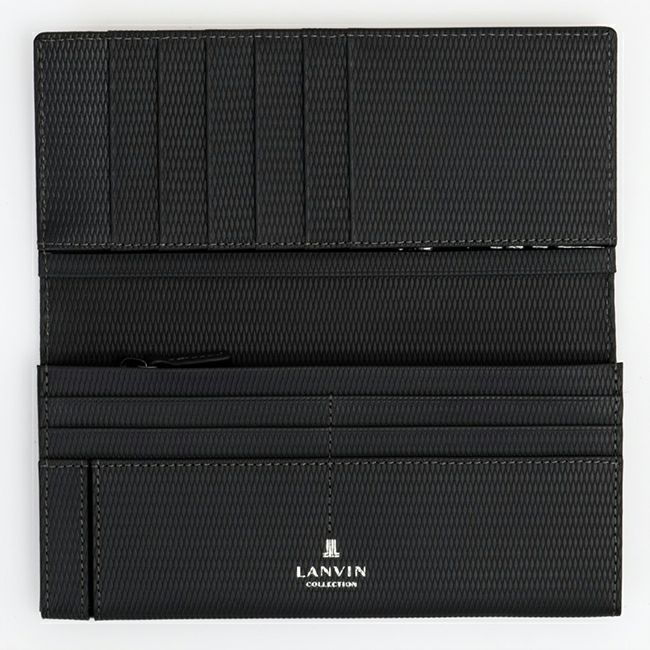 LANVIN COLLECTION LEATHER COMBINATION かぶせ型長財布 グレー
