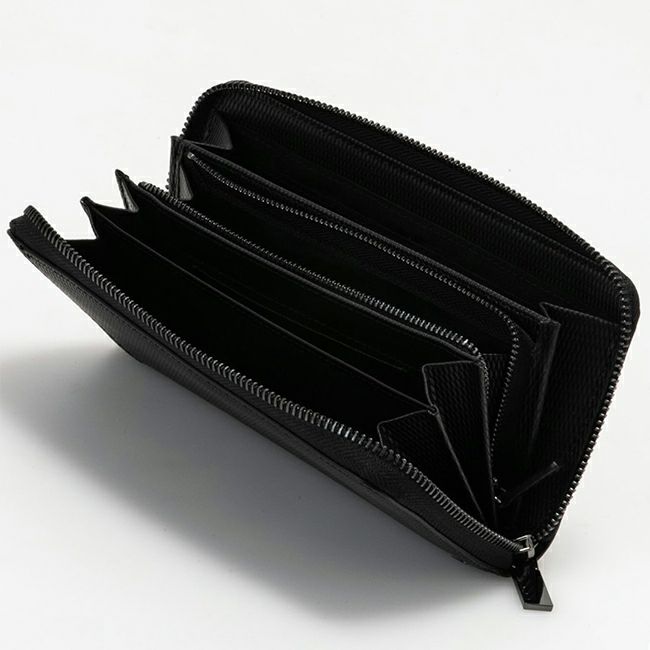 LANVIN COLLECTION LEATHER COMBINATION ラウンドファスナー長財布 ブラック