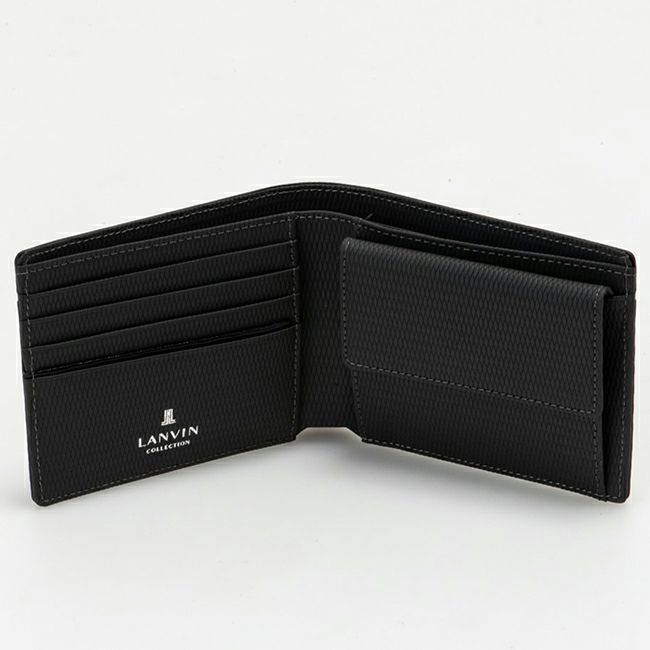 LANVIN COLLECTION LEATHER COMBINATION 小銭入れ付き二つ折り財布 グレー