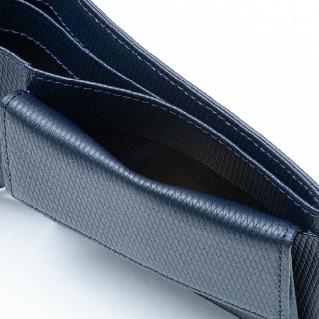 LANVIN COLLECTION LEATHER COMBINATION 小銭入れ付き二つ折り財布 ネイビー