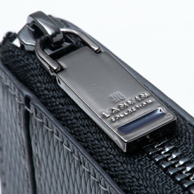 LANVIN COLLECTION LEATHER COMBINATION L字ファスナー型小銭入れ グレー