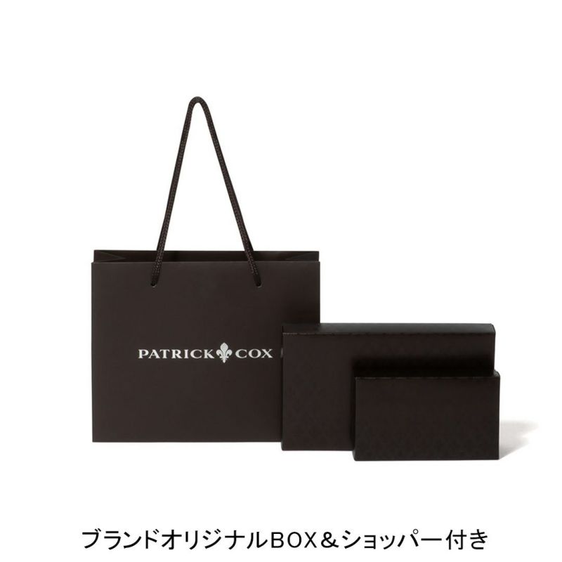 PATRICK COX エンボスレザーコンビネーション ラウンドファスナー小銭入れ付き折り財布 ブランドオリジナルBOX＆ショッパー付き