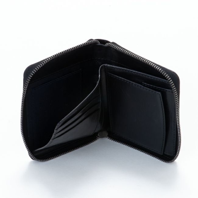 Dubeige ADVAN LEATHER ラウンドファスナー縦型折り財布 ネイビー