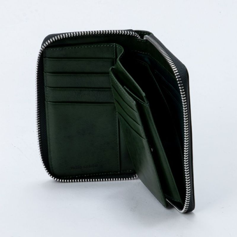 mila schon SHADOW SMOOTH ラウンドファスナー折り財布(縦型) グリーン