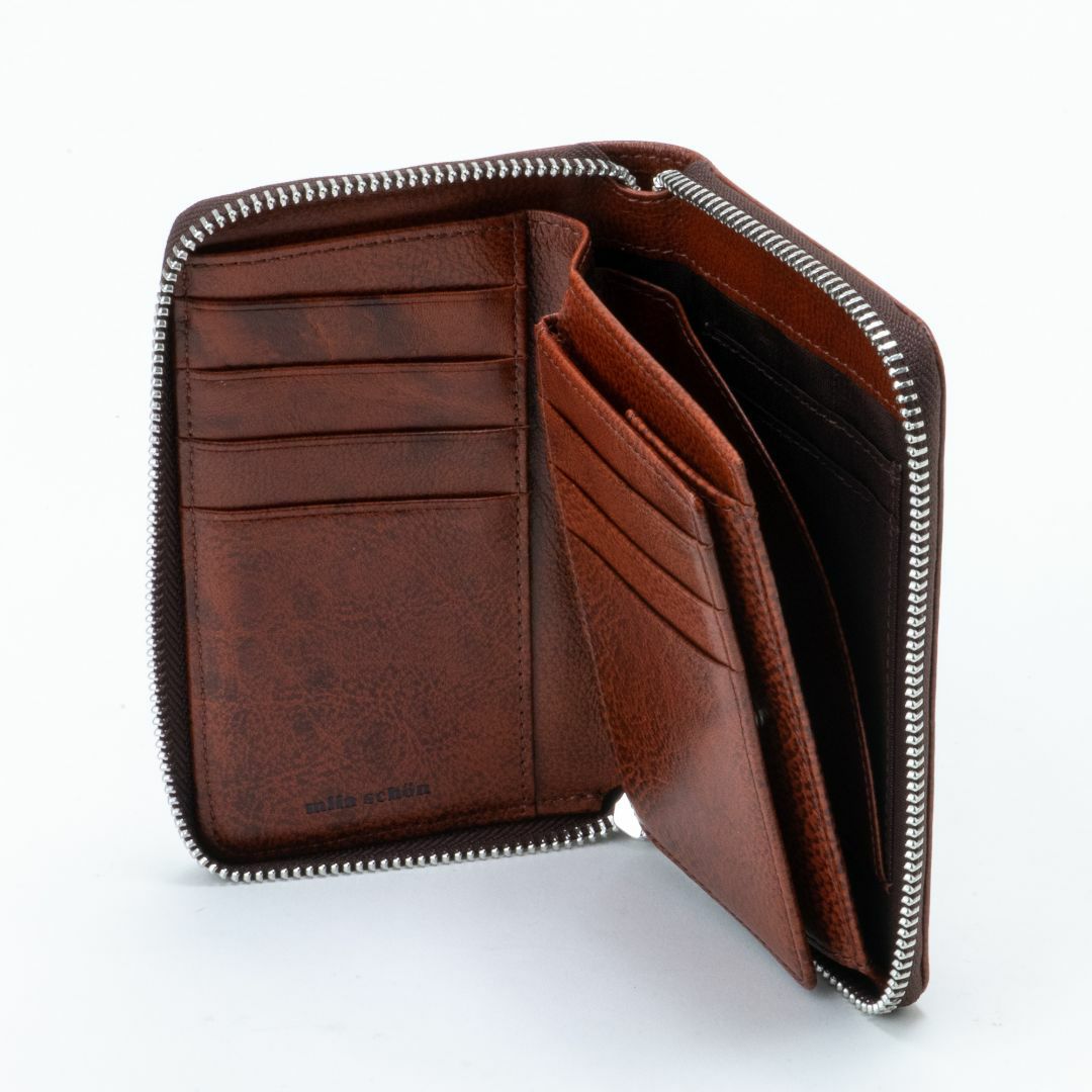 mila schon SHADOW SMOOTH ラウンドファスナー折り財布(縦型) ブラウン