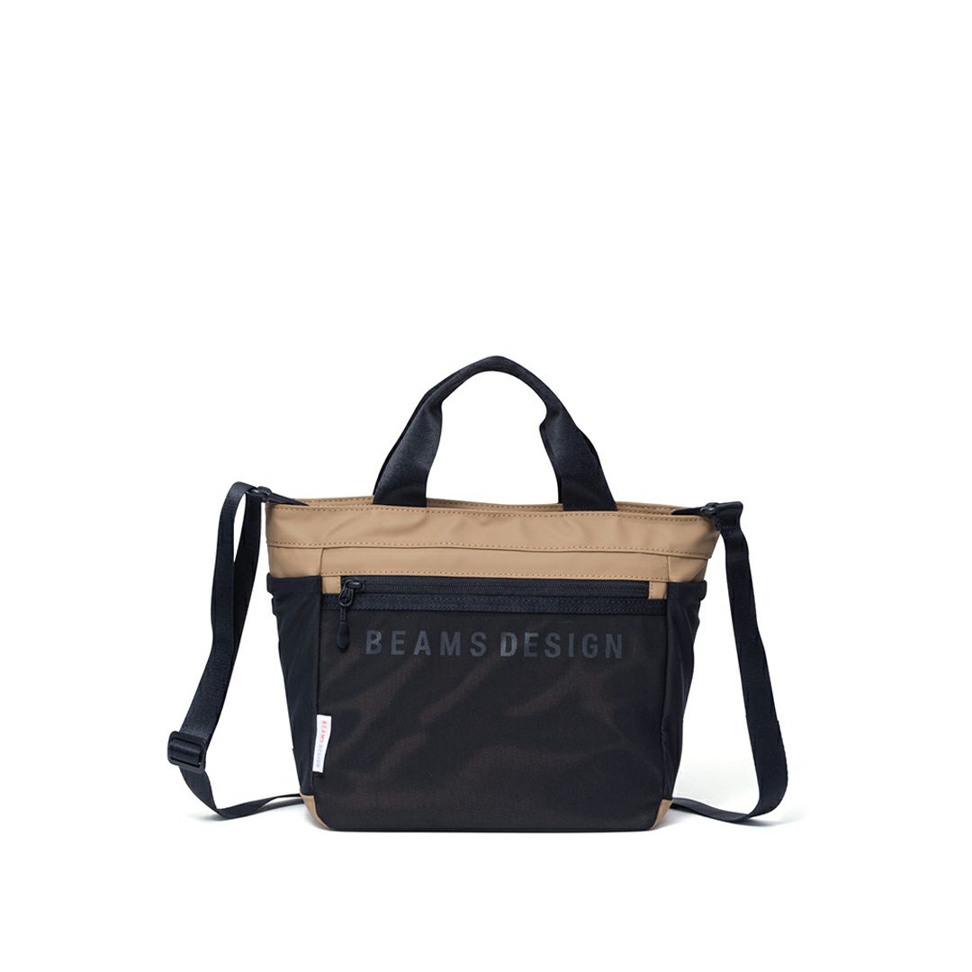 BEAMS DESIGN ELASTIC MESH 2WAYトートバッグ サンドベージュ