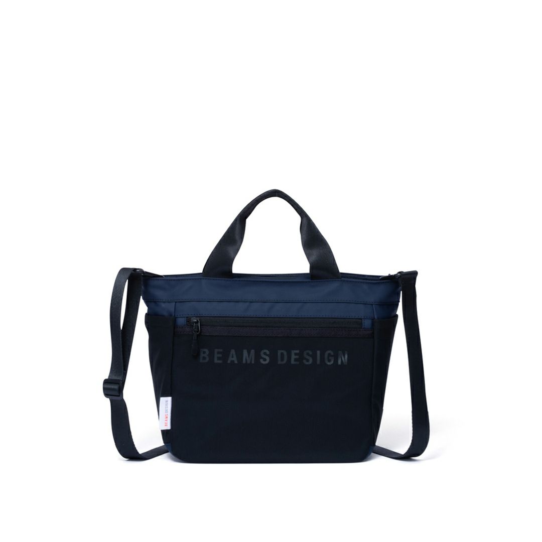 BEAMS DESIGN ELASTIC MESH 2WAYトートバッグ ネイビー