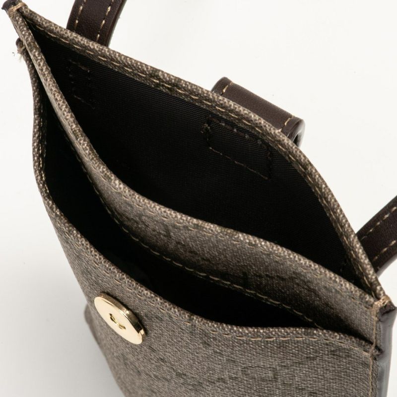 PINKY&DIANNE フラワーペイント スマホショルダー ブラウン