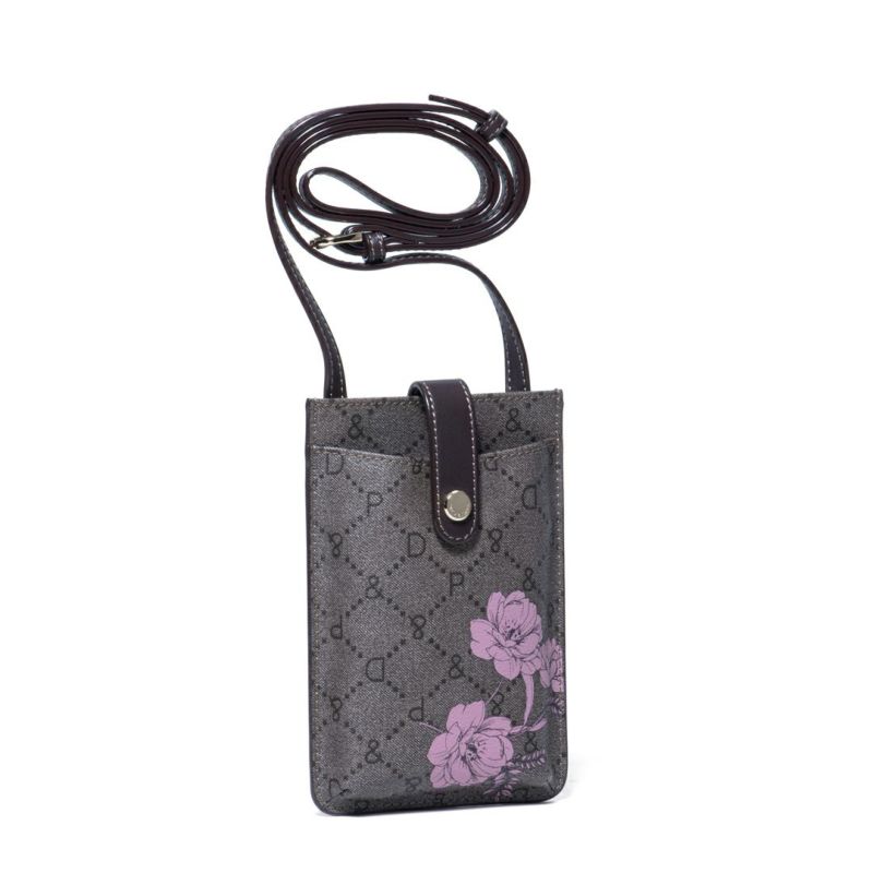 PINKY&DIANNE フラワーペイント スマホショルダー ブラウン