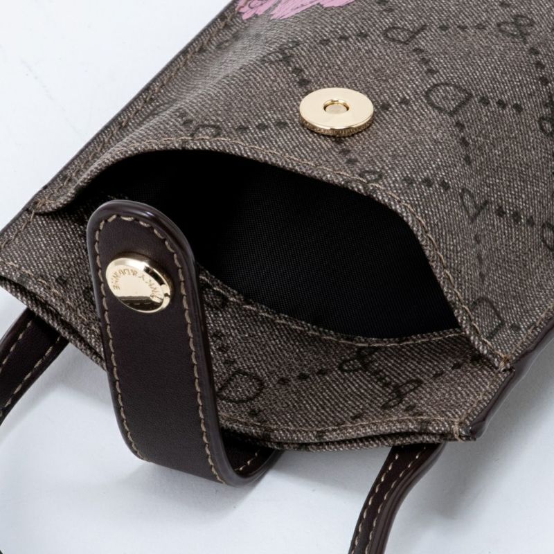 PINKY&DIANNE フラワーペイント スマホショルダー ブラウン