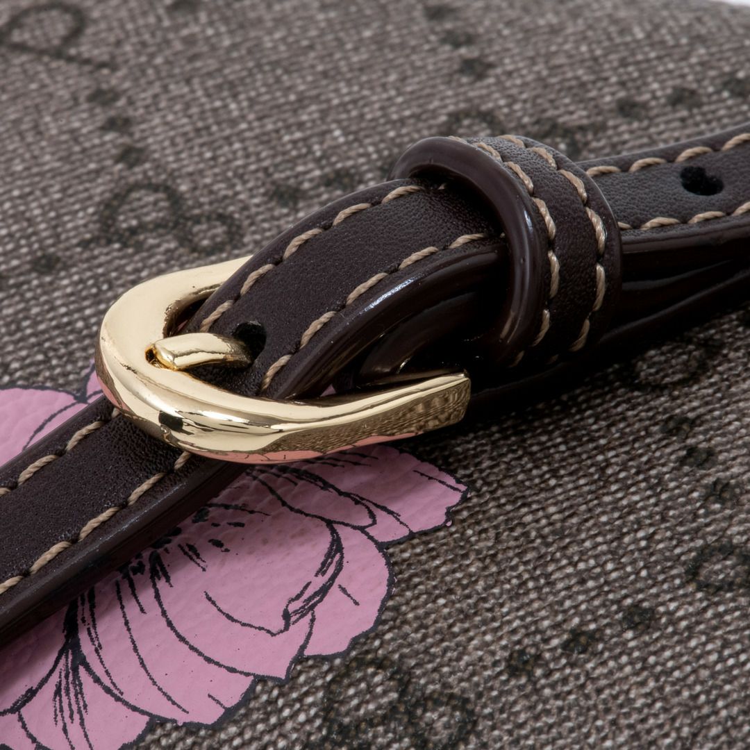 PINKY&DIANNE フラワーペイント スマホショルダー ブラウン