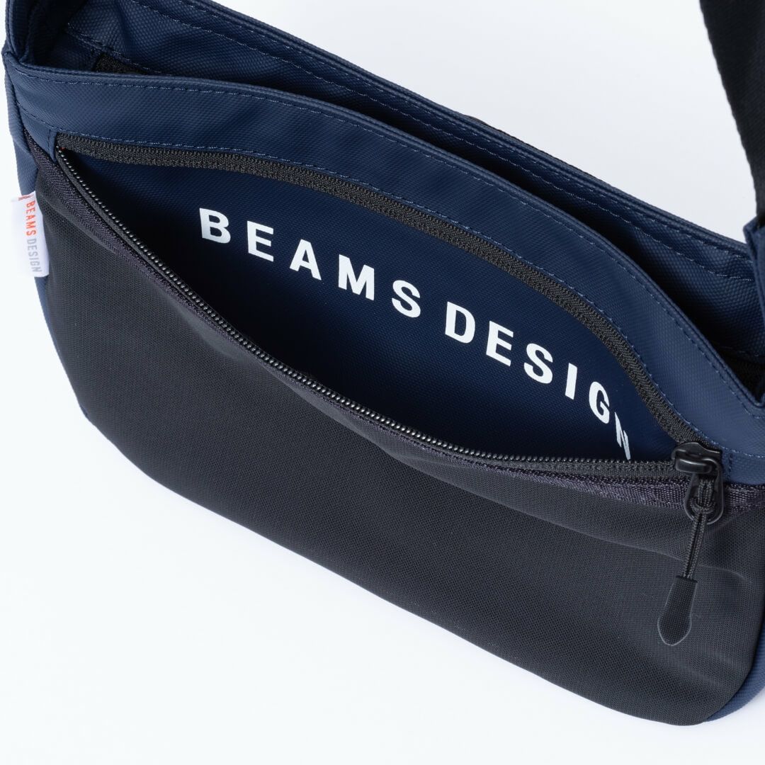 BEAMS DESIGN ELASTIC MESH ショルダーバッグ【BMMH0BS5】 ネイビー