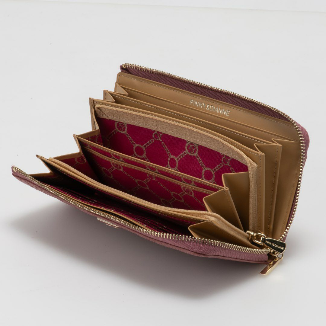 PINKY&DIANNE &ユニオン L字ファスナー長財布 ローズピンク